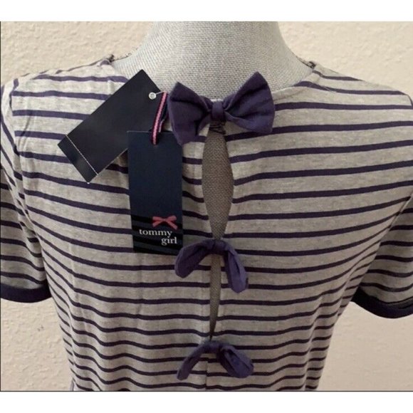 Tommy Girl Hilfiger Girls Dress size Medium New NWT Blue  Stripes Gray Beautiful - Picture 3 of 8